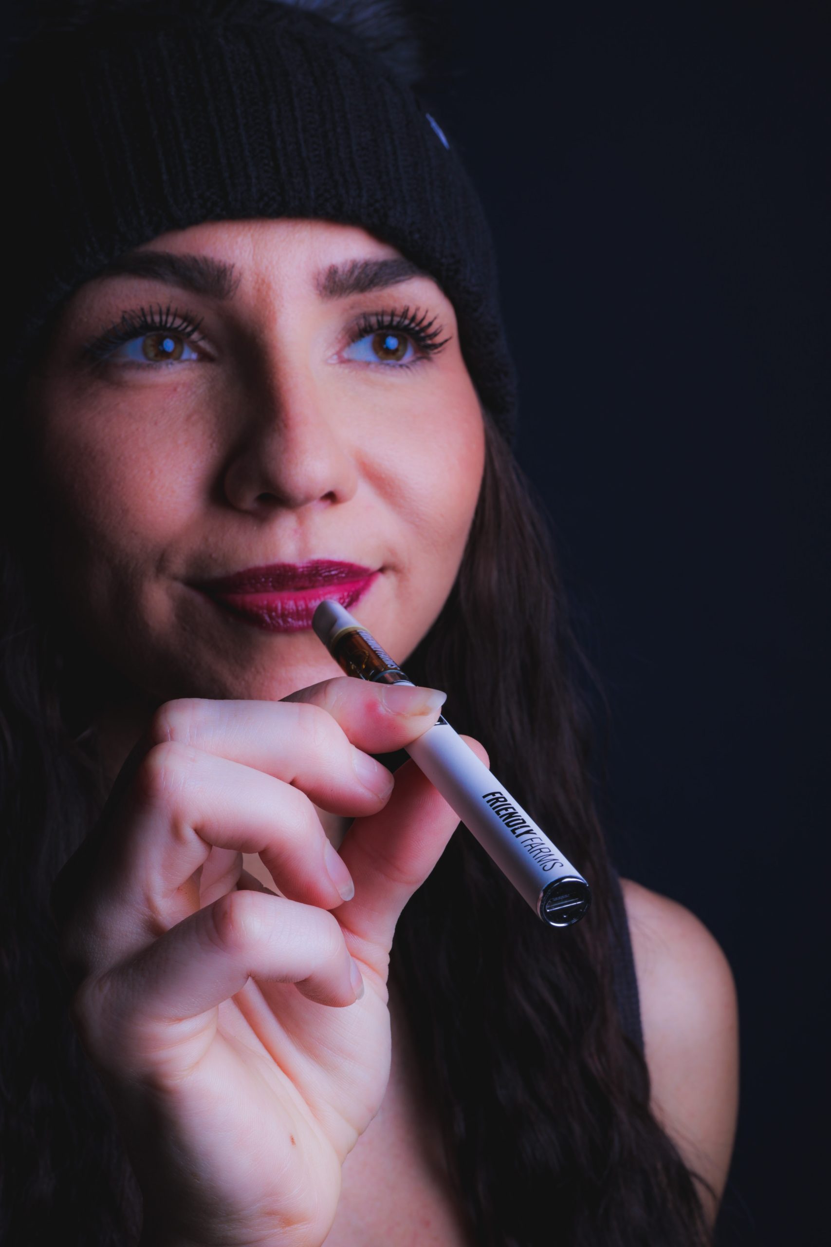 Girl with vape pen used for Friendly Farms brand content